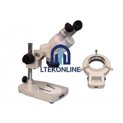 Stereo Microscope on Pole Stand with LED Ring Light Stereo Microscope